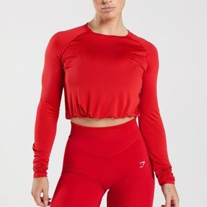 Gymshark Sweat Long Sleeve Crop Top — Salsa Red